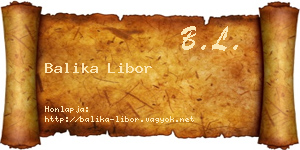 Balika Libor névjegykártya